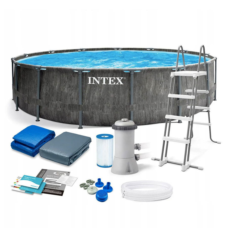 בריכה מידות 457×122 דמוי עץ INTEX 26742