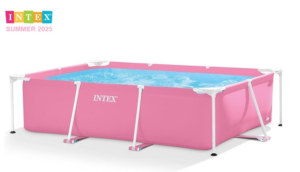 220×150×60 INTEX 28266 – בריכה מלבנית צינורות בצבע ורוד מידות