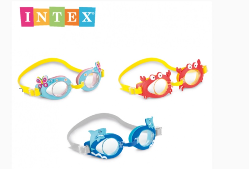 משקפי שחייה עם חיות וצבעים לילדים INTEX 55610