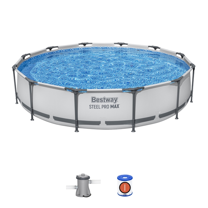 בריכת מסגרת עגולה BESTWAY 56416 Steel Pro MAX, 366×76 ס״מ, עם מסנן 330 גלון
