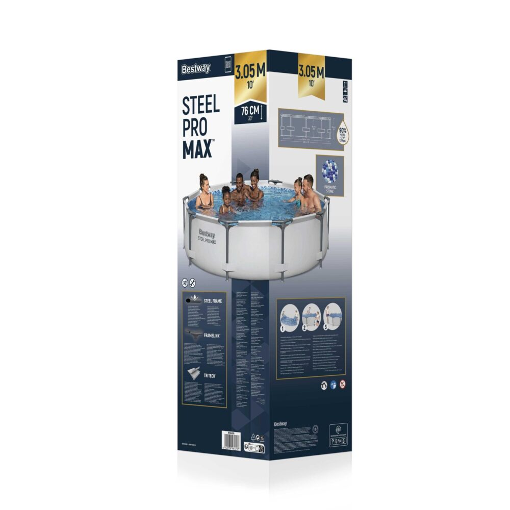 בריכת מסגרת עגולה BESTWAY 56416 Steel Pro MAX, 366×76 ס״מ, עם מסנן 330 גלון – תמונה 2