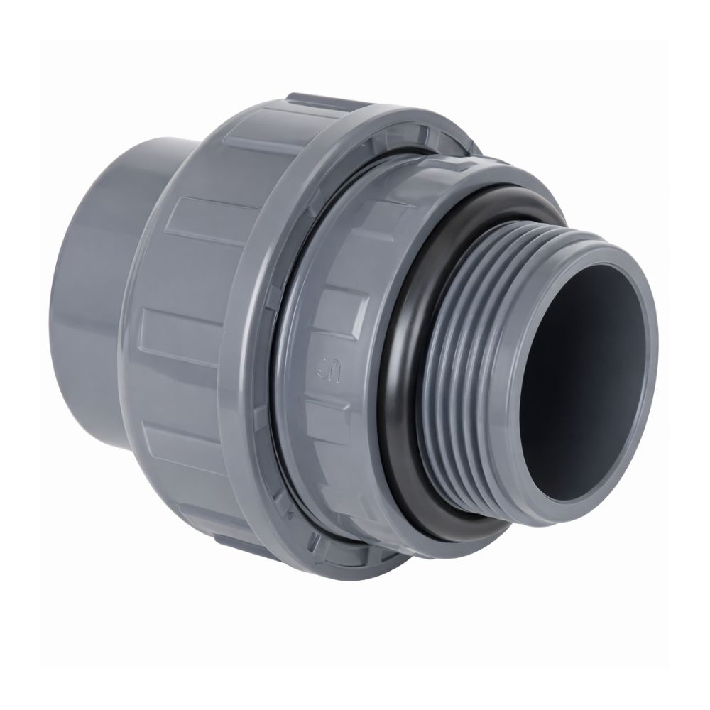 מחבר רקורד PVC מעורב עם אטם (O-Ring) – 50 מ״מ (הדבקה) ל-1 1/2" הברגה זכר | מק״ט 7405050