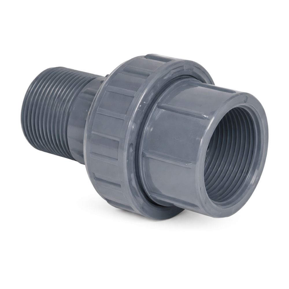 מחבר רקורד PVC שלושה חלקים – הברגה 1 1/2" זכר ל-1 1/2" נקבה | מק״ט 7408050