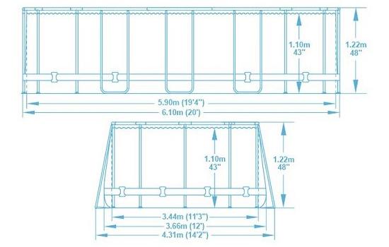 בריכה אובלית BESTWAY 5611R דמוי עץ 610×366×122 ס״מ עם משאבת 1500 גלון, סולם וכיסוי – BCOOL – תמונה 3