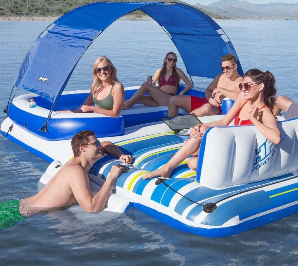 BESTWAY 43105 - רפסודה מתנפחת ל-6 אנשים עם ציליה וצידנית Hydro Force