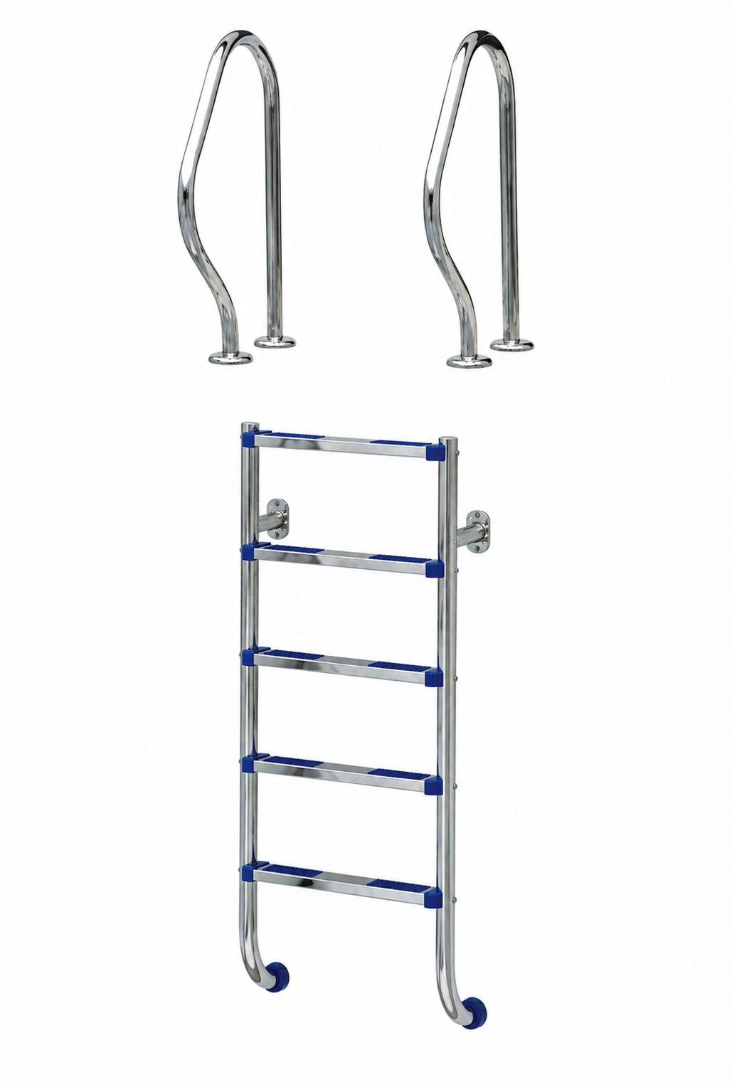 סולם מפוצל SP-515 – 5 שלבים מנירוסטה לבריכה עמוקה – BCOOL