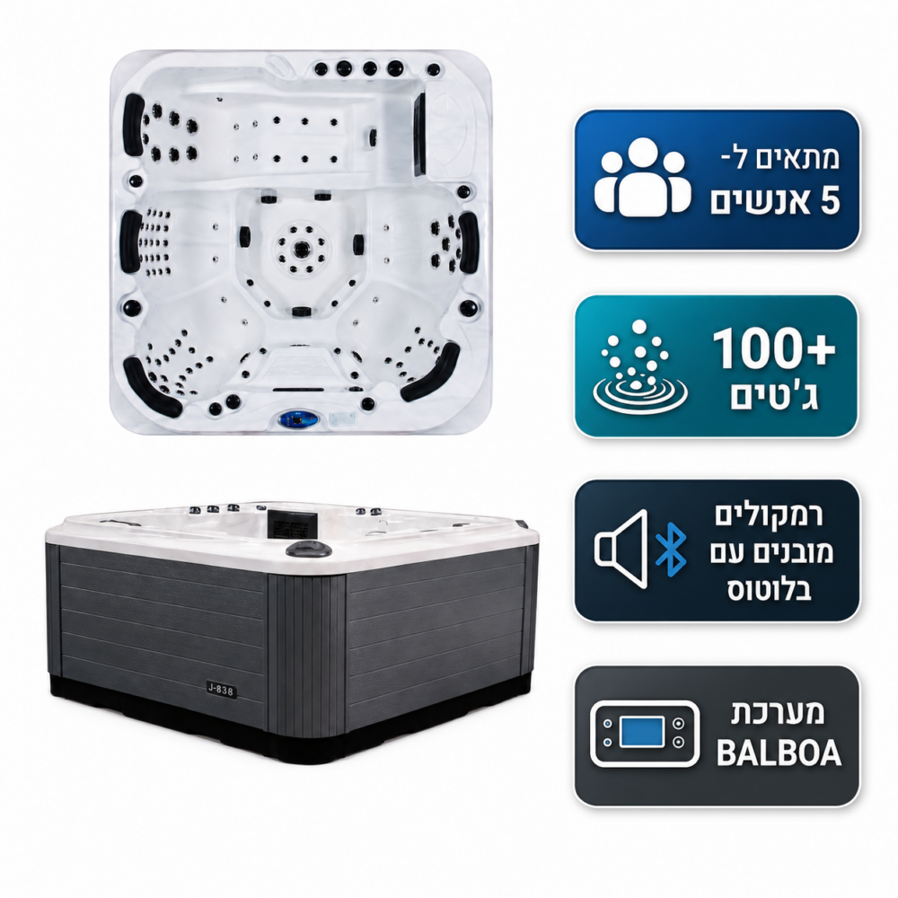 ג'קוזי פרימיום Luxeron 838 ל-5 אנשים עם ספות שכיבה כפולות, 220×220 ס״מ – BCOOL