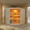סאונה יבשה מסורתית Lumina בעיצוב פינתי מודרני בגווני בז' בהיר – BCOOL